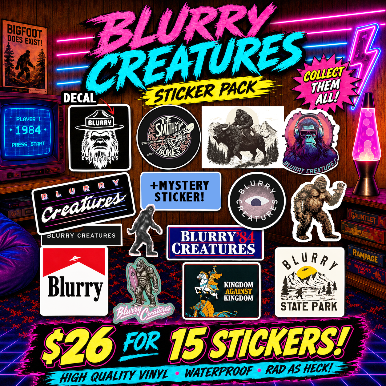 Blurry Creatures Ultimate Sticker Pack — 15 Stickers for $26
