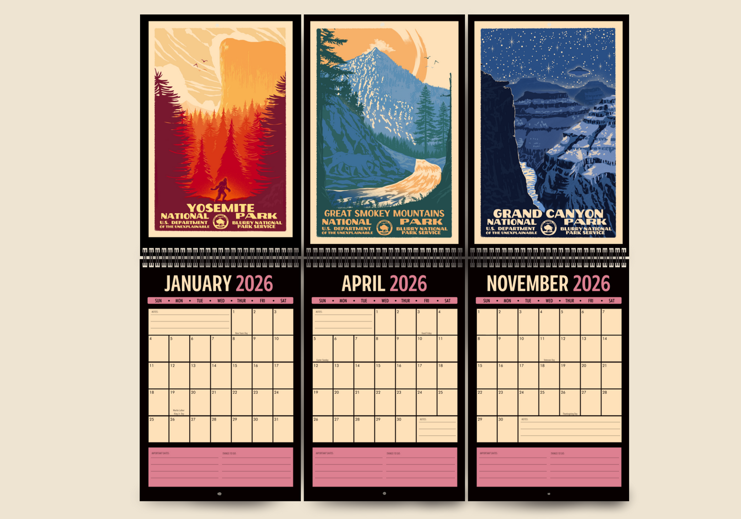 Blurry National Parks Calendar 2026 + 20 Christmas Cards (Pre-order)